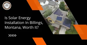 Aerial view of a house in Billings, Montana, showcasing solar panels on the roof with surrounding residential buildings.