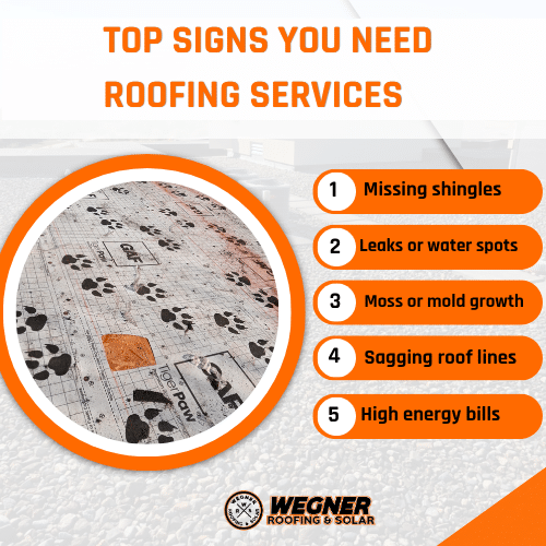 Top signs you need roofing services near me, including missing shingles, leaks, and high energy bills. Get expert help today