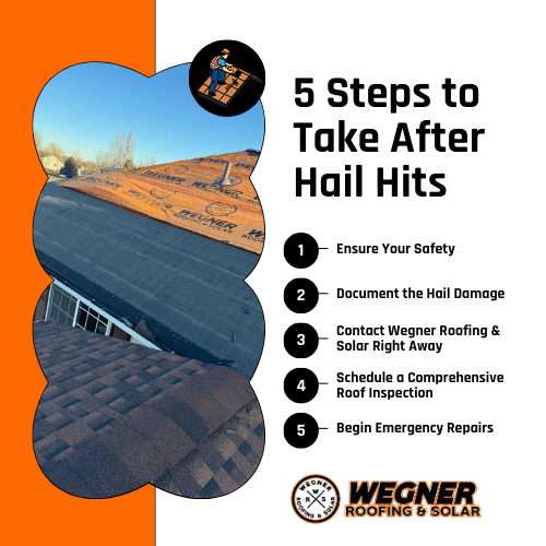 Emergency roofing services guide showing 5 steps Billings homeowners should take after hail damage hits their roof