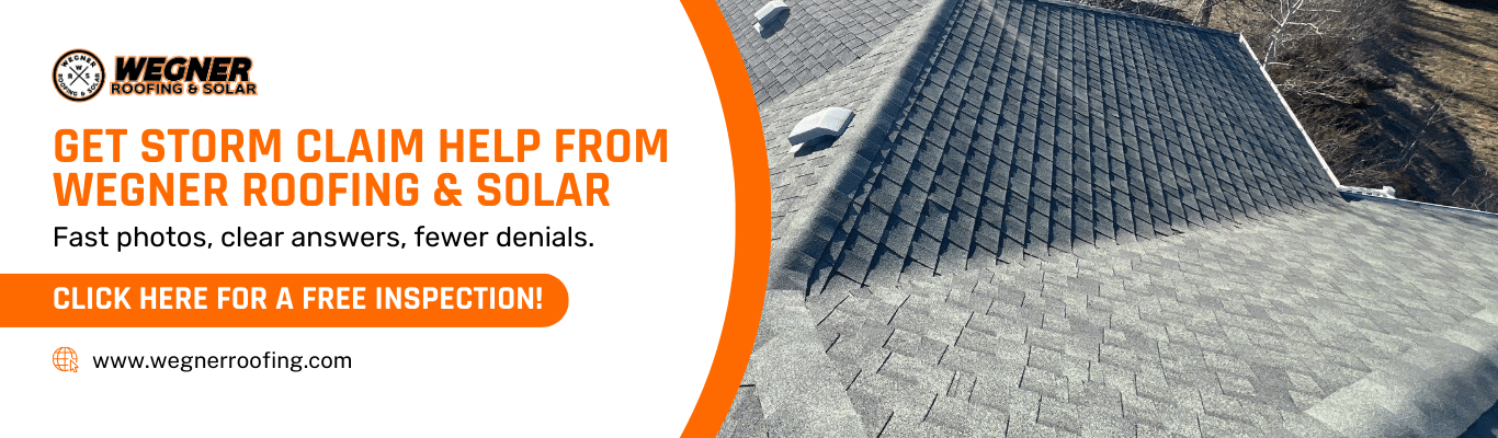 Get storm claim help from roofing companies near me in Nashville – Wegner Roofing & Solar free inspection banner