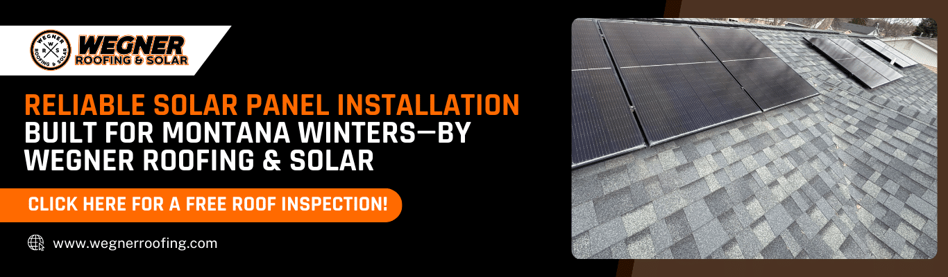 Solar panel installation on a residential roof designed for reliable performance during Montana winter conditions