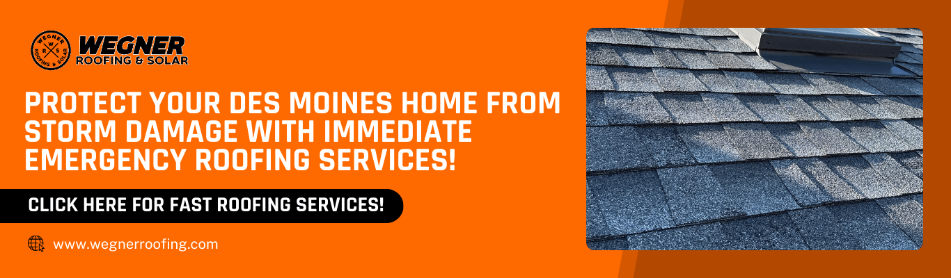 Emergency roofing services in Des Moines protecting homes from storm damage and roof leaks