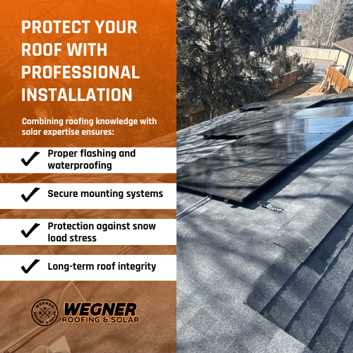 Solar installation in Bozeman with secure mounting and snow load roof protection by Wegner Roofing & Solar