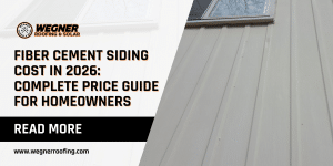 Card for a Bismarck siding price guide, showing light-colored vertical siding. Focus on fiber cement siding cost in Bismarck