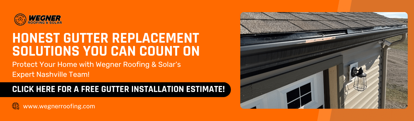 Damaged black gutter showing corrosion is a clear sign for Nashville homeowners on when to replace gutters