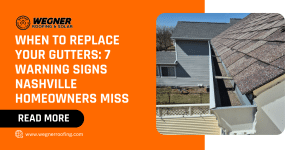 Learn when to replace gutters with this view of a new white gutter on a shingle roof over a lattice porch