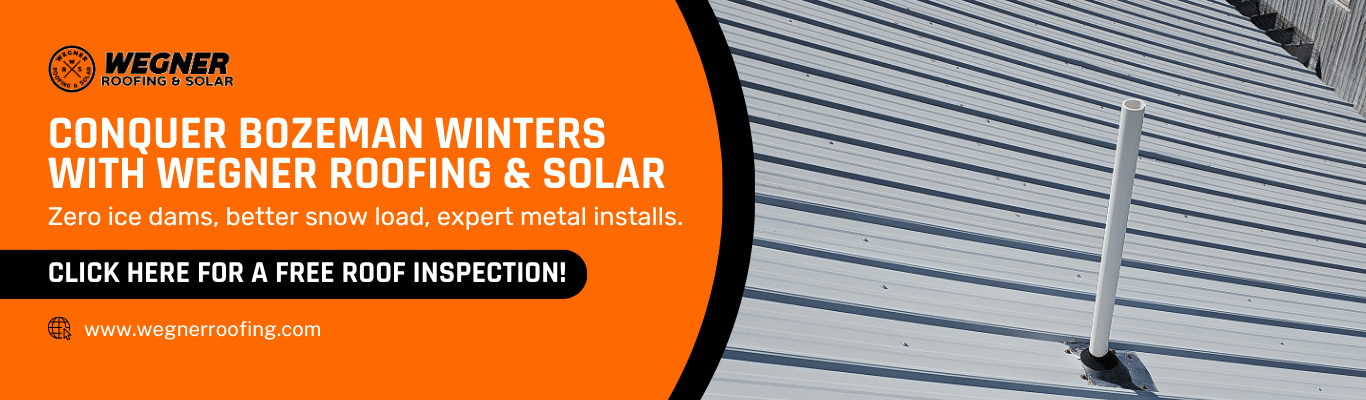 Close-up photo of new metal roofing in Bozeman with a focus on its durability for snow loads and winter weather