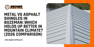 Blog header comparing metal roofing in Bozeman vs. asphalt shingles for mountain climates (2026 data)