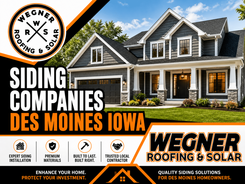Choose Wegner Roofing & Solar, a top siding company in Des Moines Iowa, for expertly installed, high-quality siding that protects your home.