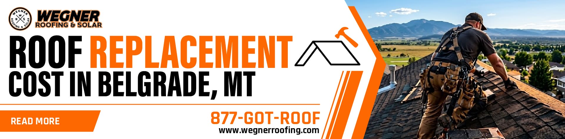 Roofing contractor installing shingles on home in Belgrade MT showing roof replacement cost guide and pricing 2026