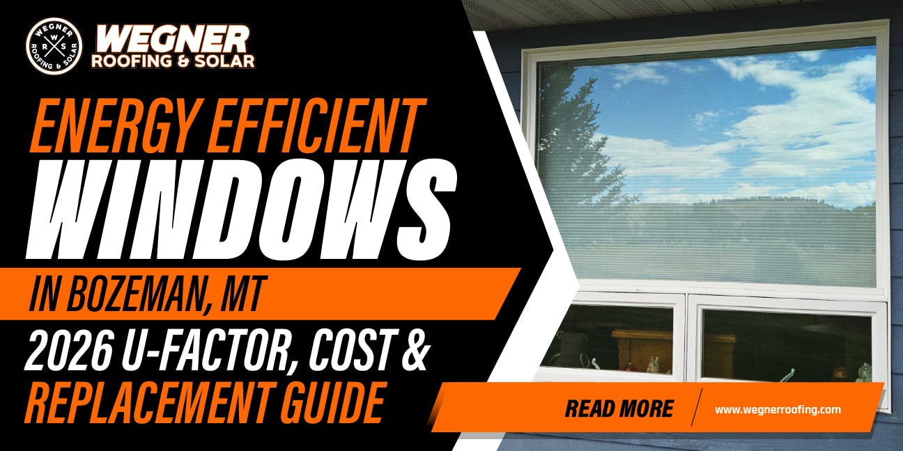 Energy efficient windows in Bozeman MT showing modern replacement window with U-factor and cost guide details.